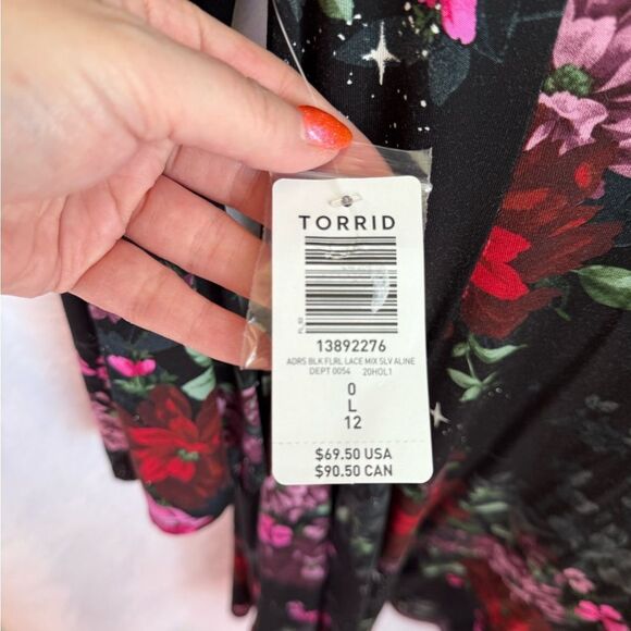 Torrid Super Soft Black Floral Lace Bell Sleeve Dress - Picture 8 of 8
